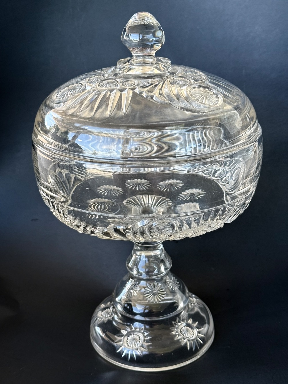 Antique EAPG Riverside Glass "Esther" Covered Compote (Circa 1896) .